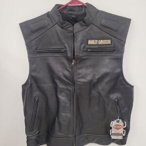 Harley-Davidson Black Leather Riding Vest New With Tags.